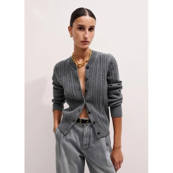 Me and Em Micro Cable Cardigan – luxury British Grey in Me and Em exclusively at Luxury Shoes 