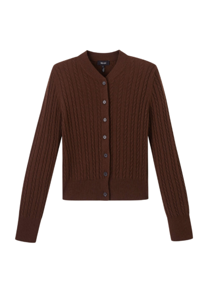 Me and Em Micro Cable Cardigan – luxury British Brown in Me and Em exclusively at Luxury Shoes 