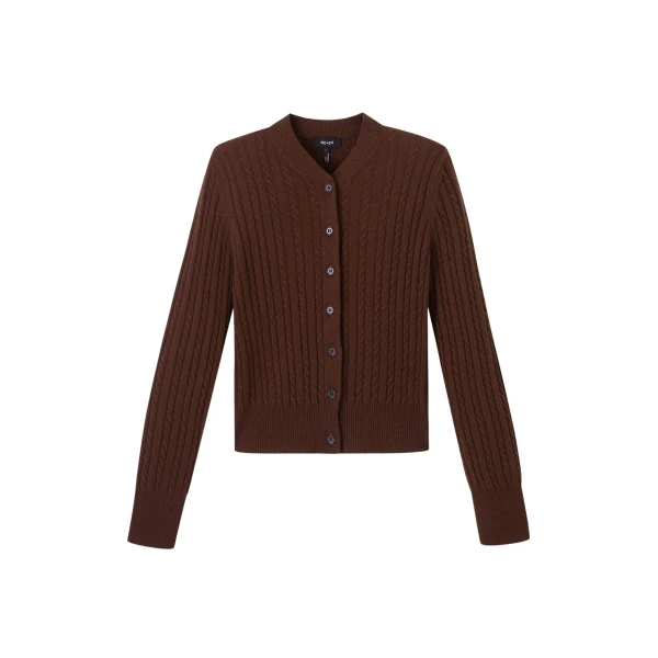 Me and Em Micro Cable Cardigan – luxury British Brown in Me and Em exclusively at Luxury Shoes 