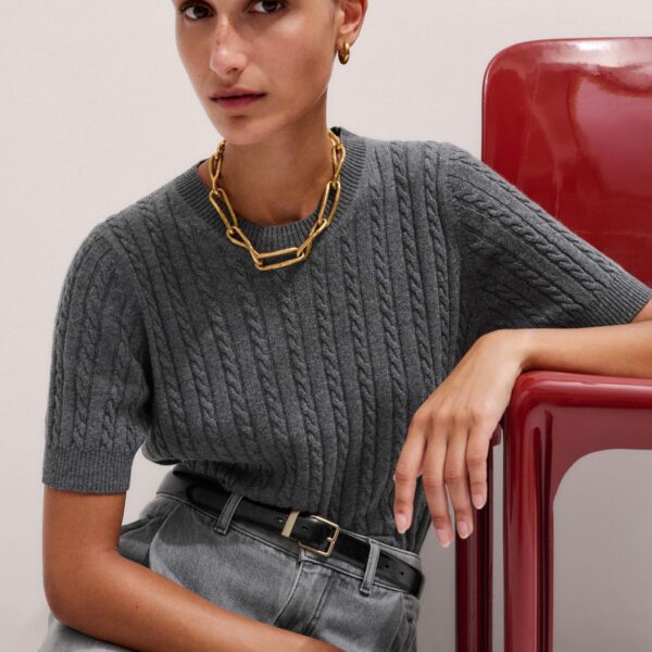 Me and Em Micro Cable Knit Tee, view 2