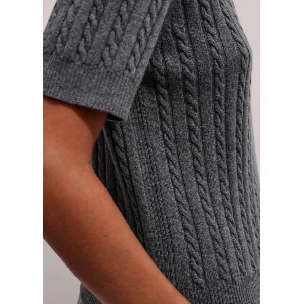 Me and Em Micro Cable Knit Tee – luxury British Grey in Me and Em exclusively at Luxury Shoes 