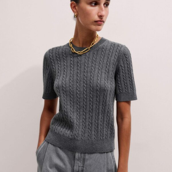 Me and Em Micro Cable Knit Tee, view 4