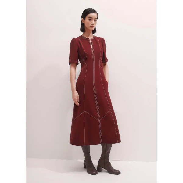 Me + Em Midi Dress + Belt – luxury British Red in Me and Em exclusively at Luxury Shoes 