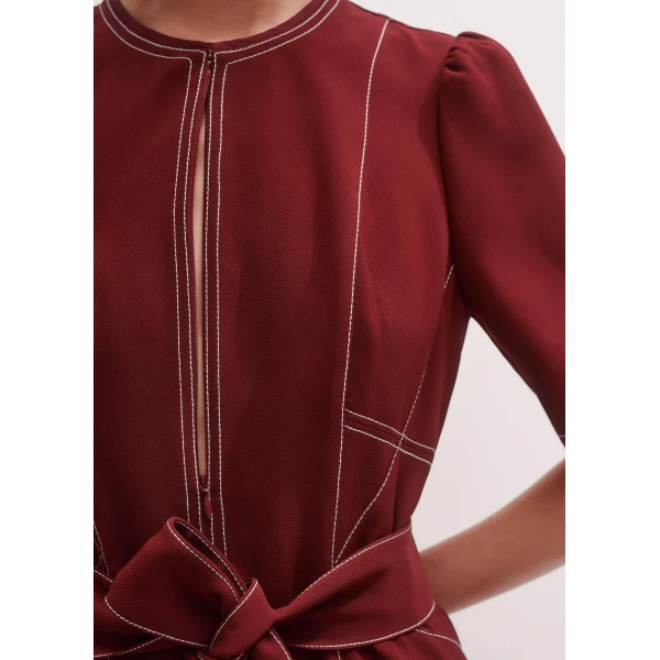 Me and Em Midi Dress + Belt – luxury British Red in Me and Em exclusively at Luxury Shoes 