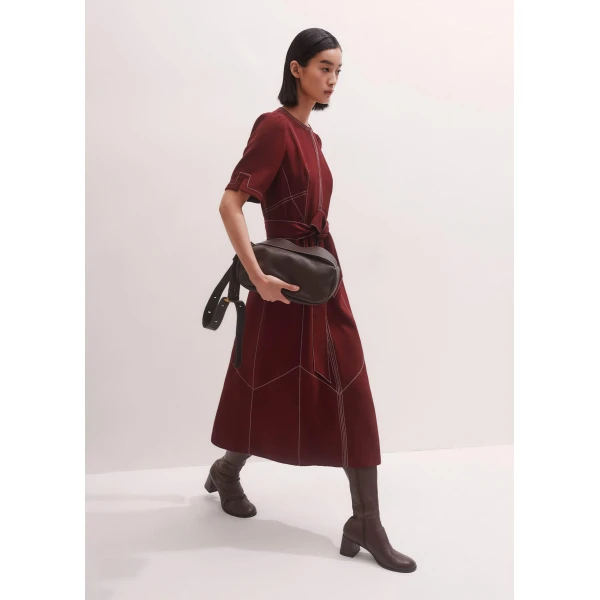 Me + Em Midi Dress + Belt – luxury British Red in Me and Em exclusively at Luxury Shoes 