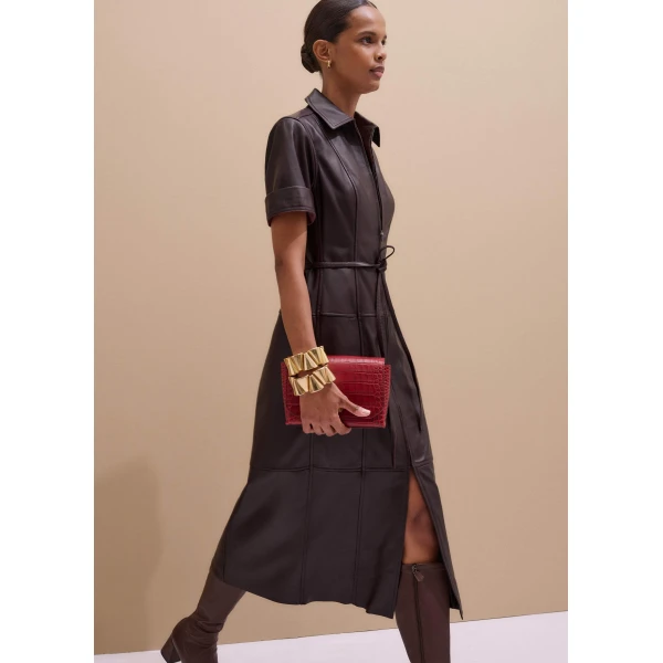 Me and Em Midi Dress + Belt – luxury British Brown in Me and Em exclusively at Luxury Shoes 