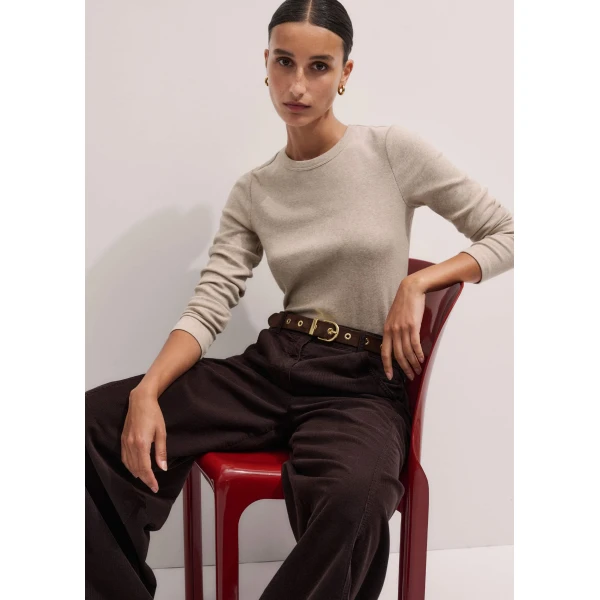 Me + Em Perfect Basic Top – luxury British Brown in Me and Em exclusively at Luxury Shoes 
