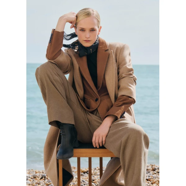 Me + Em Pleat Tapered Trouser – luxury British Brown in Me and Em exclusively at Luxury Shoes 