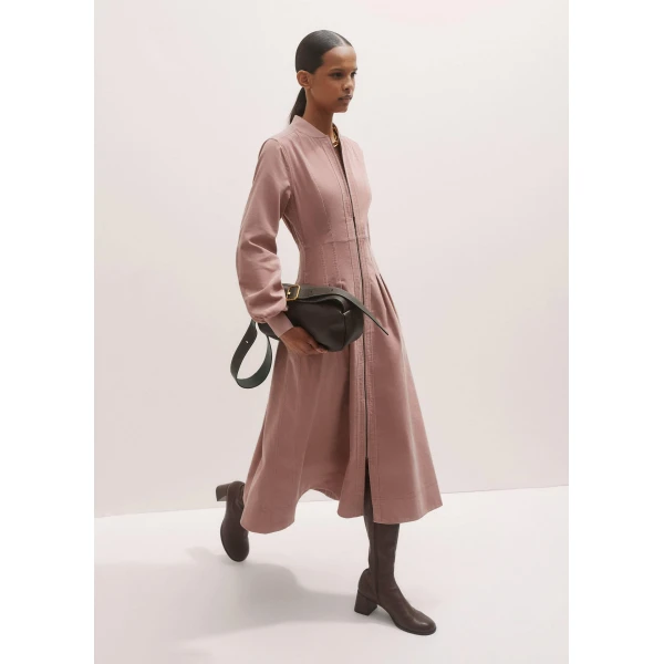 Me + Em Pleated Midi Dress – luxury British Pink in Me and Em exclusively at Luxury Shoes 