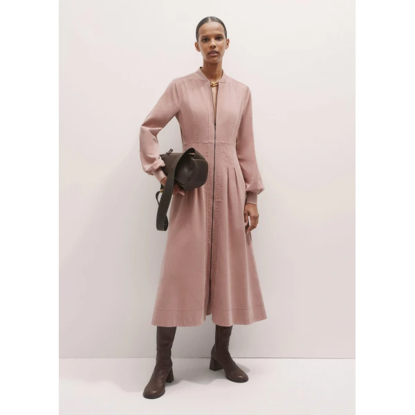 Me + Em Pleated Midi Dress – luxury British Pink in Me and Em exclusively at Luxury Shoes 