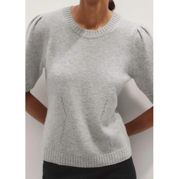 Me + Em Pouf Sleeve Knit Tee – luxury British Gray in Me and Em exclusively at Luxury Shoes 