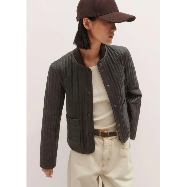 Me + Em Quilted Weekend Jacket – luxury British Brown in Me and Em exclusively at Luxury Shoes 