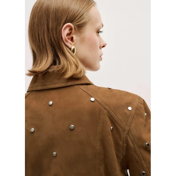 Me + Em Relaxed Studded Jacket – luxury British Brown in Me and Em exclusively at Luxury Shoes 