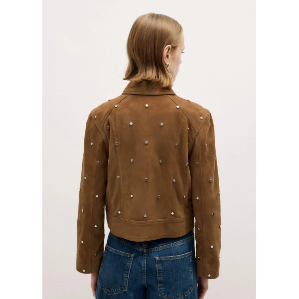 Me + Em Relaxed Studded Jacket – luxury British Brown in Me and Em exclusively at Luxury Shoes 