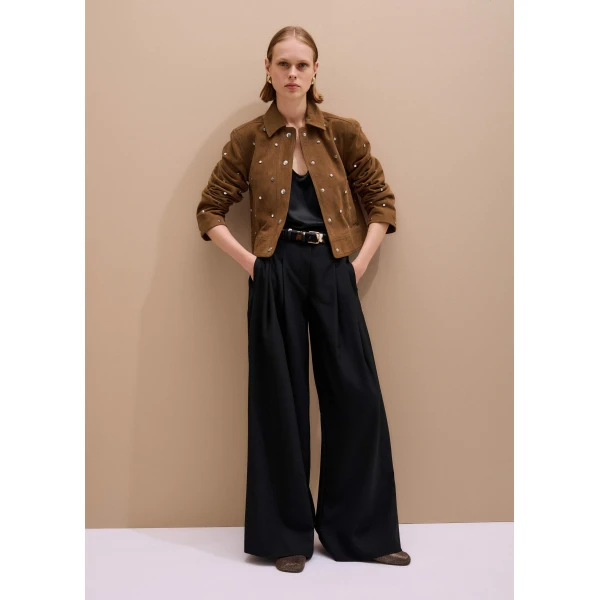 Me and Em Relaxed Studded Jacket – luxury British Brown in Me and Em exclusively at Luxury Shoes 