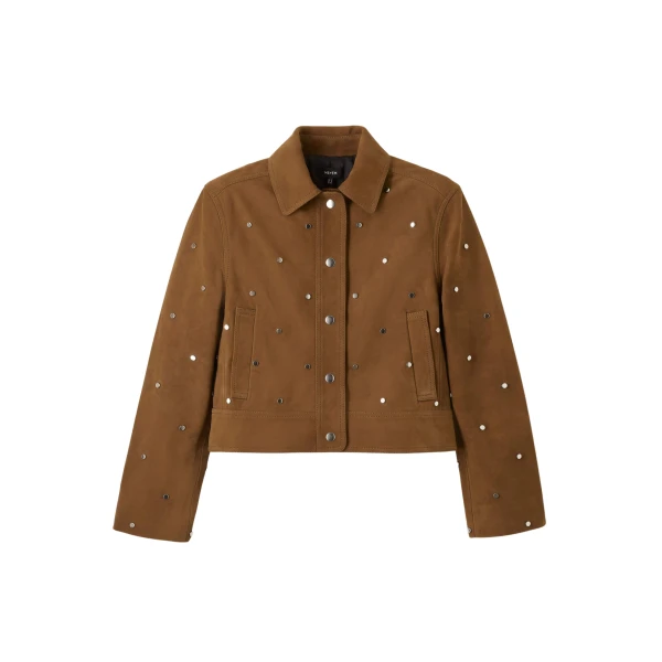 Me and Em Relaxed Studded Jacket – luxury British Brown in Me and Em exclusively at Luxury Shoes 