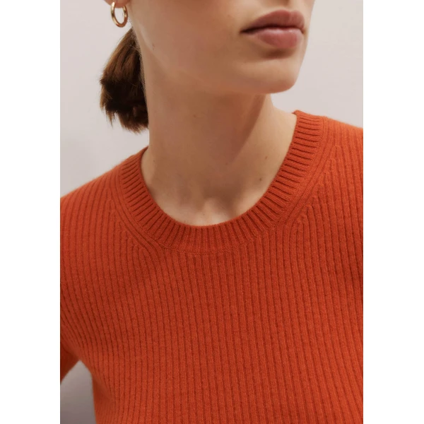 Me and Em Rib Knit Slim Tee – luxury British Orange in Me and Em exclusively at Luxury Shoes 