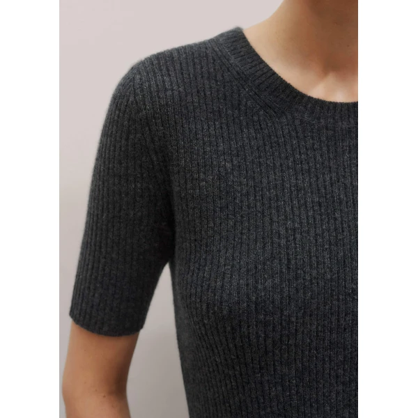 Me and Em Rib Knit Slim Tee – luxury British Grey in Me and Em exclusively at Luxury Shoes 