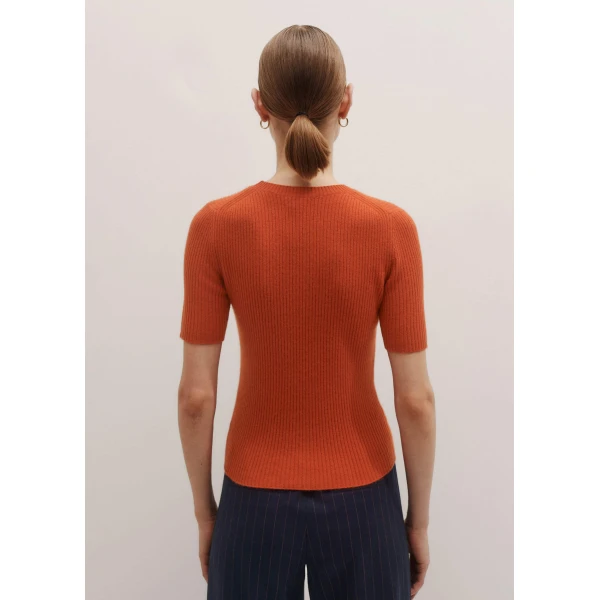 Me and Em Rib Knit Slim Tee – luxury British Orange in Me and Em exclusively at Luxury Shoes 