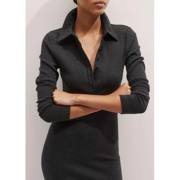 Me and Em Rib Midi Shirt Dress – luxury British Grey in Me and Em exclusively at Luxury Shoes 
