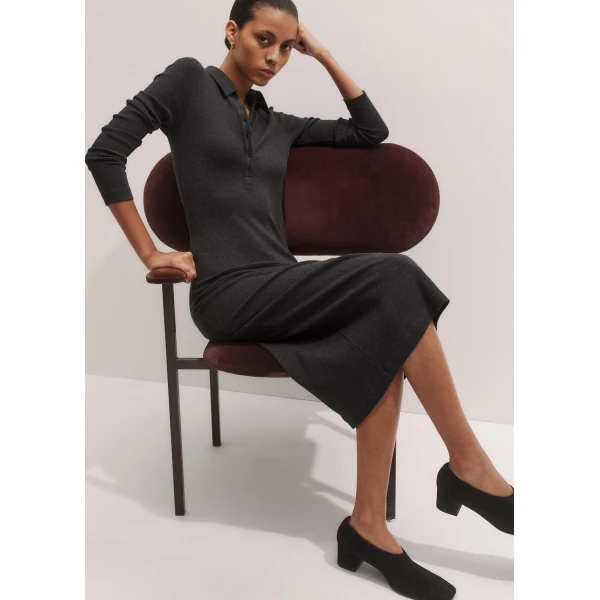 Me + Em Rib Midi Shirt Dress – luxury British Grey in Me and Em exclusively at Luxury Shoes 