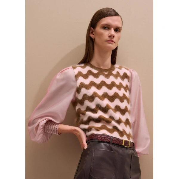 Me and Em Scallop Stripe Vest – luxury British Brown in Me and Em exclusively at Luxury Shoes 