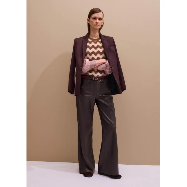 Me + Em Scallop Stripe Vest – luxury British Brown in Me and Em exclusively at Luxury Shoes 