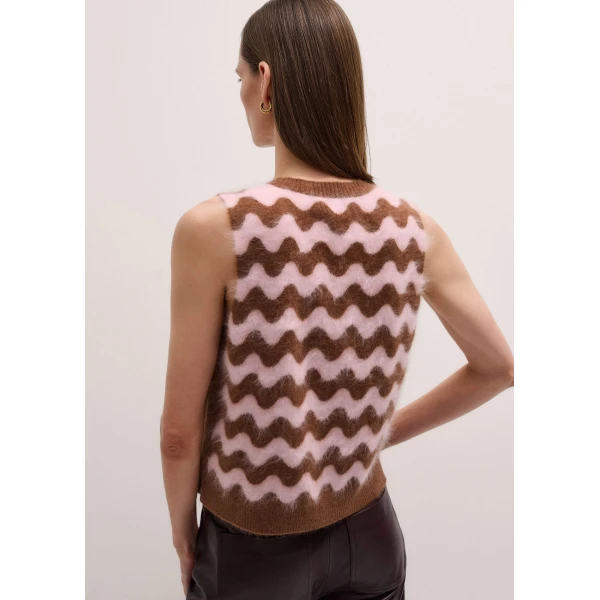 Me and Em Scallop Stripe Vest – luxury British Brown in Me and Em exclusively at Luxury Shoes 