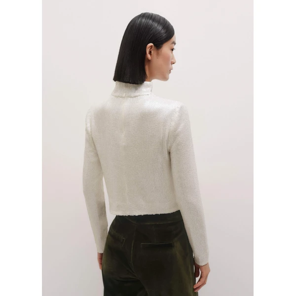 Me + Em Sequin High Neck Top – luxury British Ivory in Me and Em exclusively at Luxury Shoes 