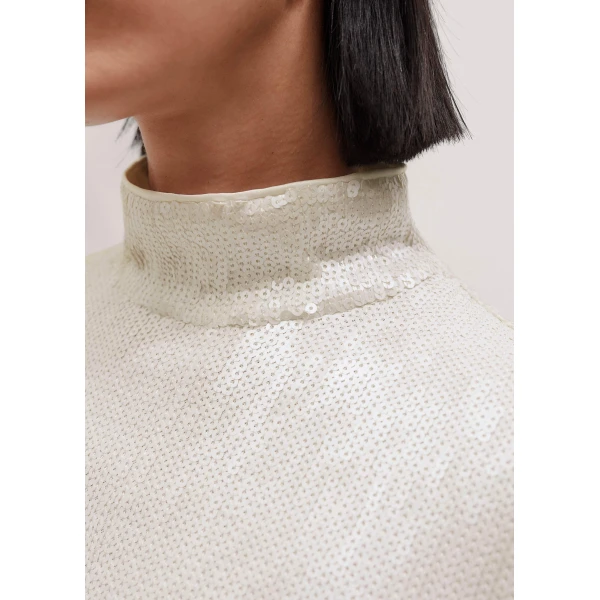 Me + Em Sequin High Neck Top – luxury British Ivory in Me and Em exclusively at Luxury Shoes 