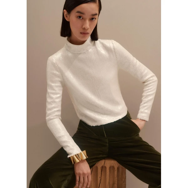 Me and Em Sequin High Neck Top – luxury British Ivory in Me and Em exclusively at Luxury Shoes 