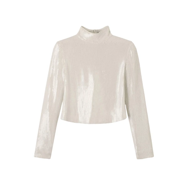Me and Em Sequin High Neck Top – luxury British Ivory in Me and Em exclusively at Luxury Shoes 