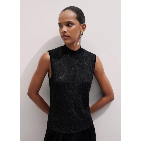 Me + Em Sequin Knit Vest – luxury British Black in Me and Em exclusively at Luxury Shoes 