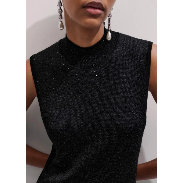 Me + Em Sequin Knit Vest – luxury British Black in Me and Em exclusively at Luxury Shoes 