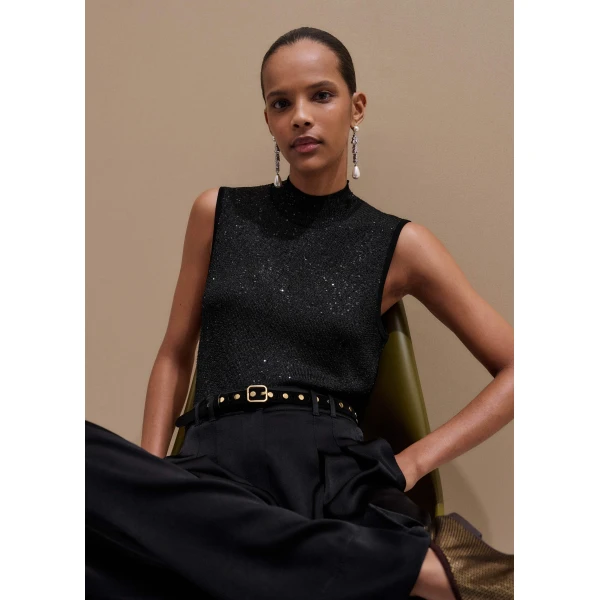 Me and Em Sequin Knit Vest – luxury British Black in Me and Em exclusively at Luxury Shoes 