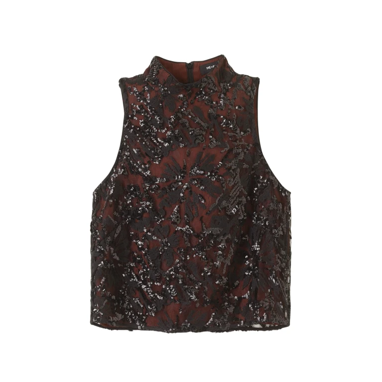 Me and Em Sequin Shell Top – luxury British Black in Me and Em exclusively at Luxury Shoes 