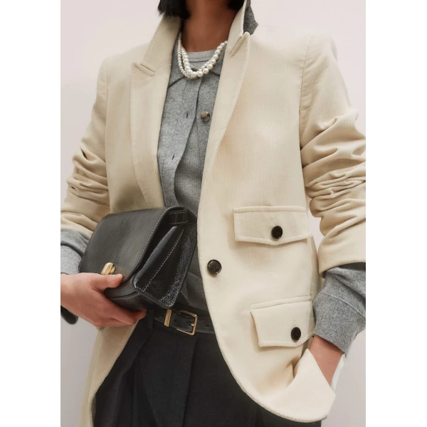 Me + Em Sharp Shoulder Blazer – luxury British Ivory in Me and Em exclusively at Luxury Shoes 