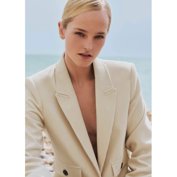 Me and Em Sharp Shoulder Blazer – luxury British Ivory in Me and Em exclusively at Luxury Shoes 