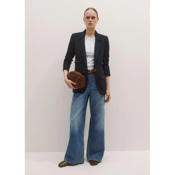 Me + Em Sharp Shoulder Blazer – luxury British Blue in Me and Em exclusively at Luxury Shoes 