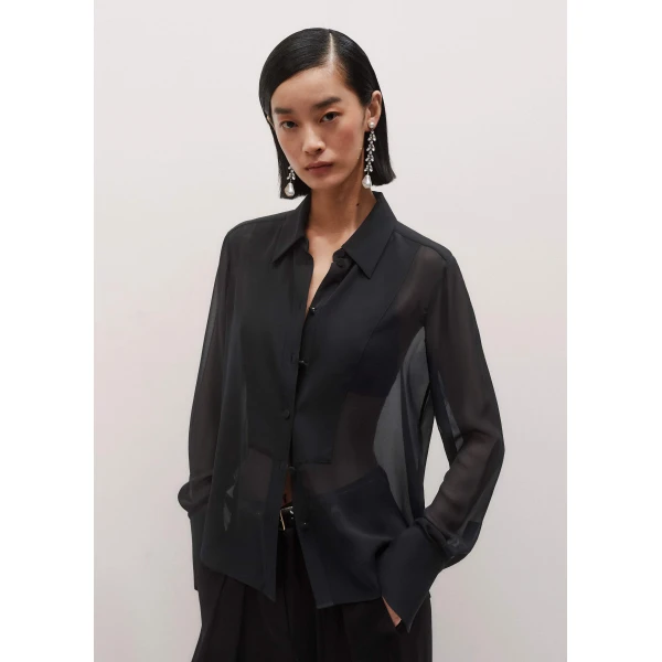 Me + Em Sheer Evening Shirt – luxury British Black in Me and Em exclusively at Luxury Shoes 