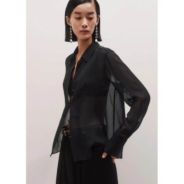 Me and Em Sheer Evening Shirt – luxury British Black in Me and Em exclusively at Luxury Shoes 