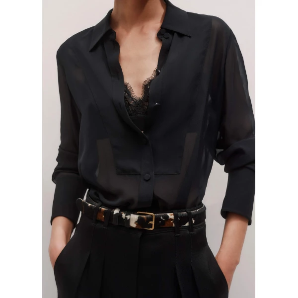 Me and Em Sheer Evening Shirt – luxury British Black in Me and Em exclusively at Luxury Shoes 