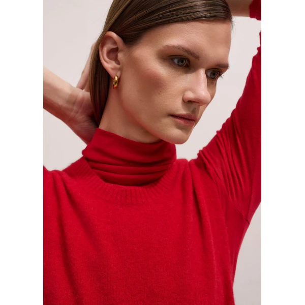 Me + Em Sheer High Neck Top – luxury British Red in Me and Em exclusively at Luxury Shoes 