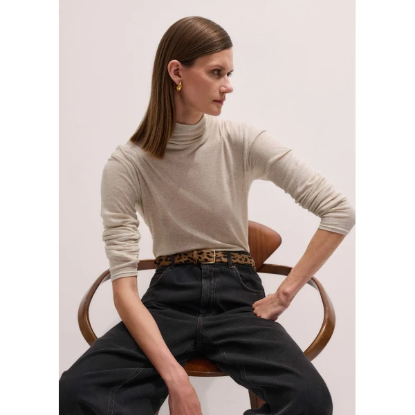 Me + Em Sheer High Neck Top – luxury British Neutrals in Me and Em exclusively at Luxury Shoes 