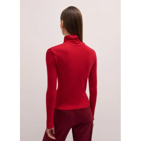 Me + Em Sheer High Neck Top – luxury British Red in Me and Em exclusively at Luxury Shoes 