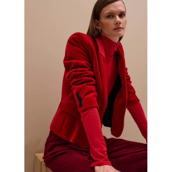 Me and Em Sheer High Neck Top – luxury British Red in Me and Em exclusively at Luxury Shoes 