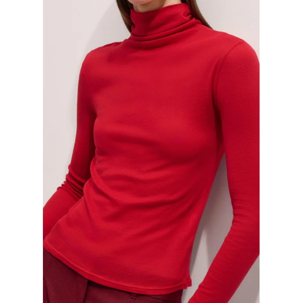 Me + Em Sheer High Neck Top – luxury British Red in Me and Em exclusively at Luxury Shoes 