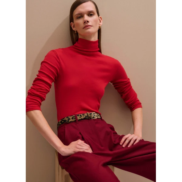 Me and Em Sheer High Neck Top – luxury British Red in Me and Em exclusively at Luxury Shoes 