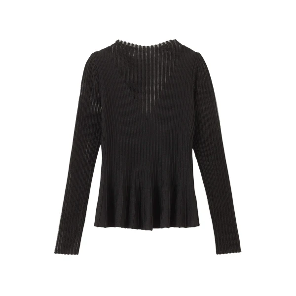 Me and Em Sheer Knit Peplum Top – luxury British Black in Me and Em exclusively at Luxury Shoes 