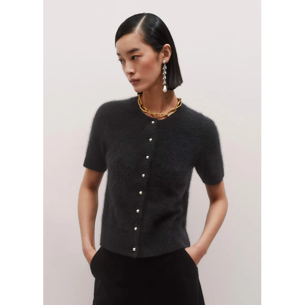 Me + Em Short Sleeve Cardigan – luxury British Black in Me and Em exclusively at Luxury Shoes 